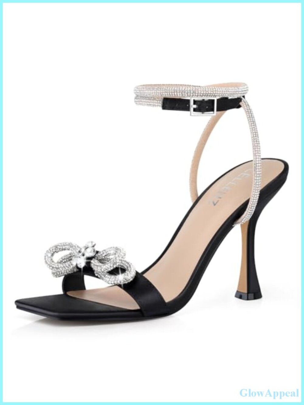 Sparkly Rhinestone Bow Kitten Heel Sandals